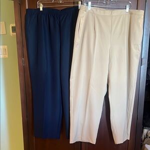 Alfred Dunner Blue and Cream Trousers Relaxed Fit